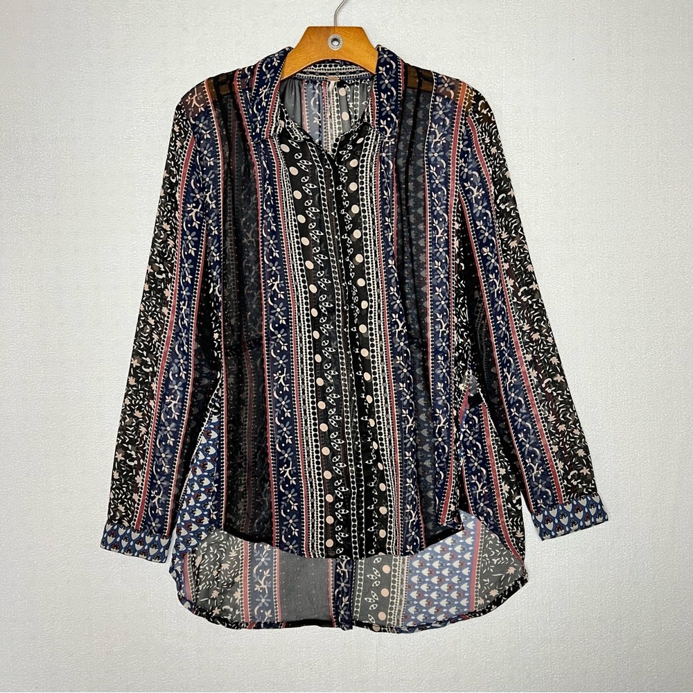 Free People Moonlight Mile Penny Georgette Top Size Small